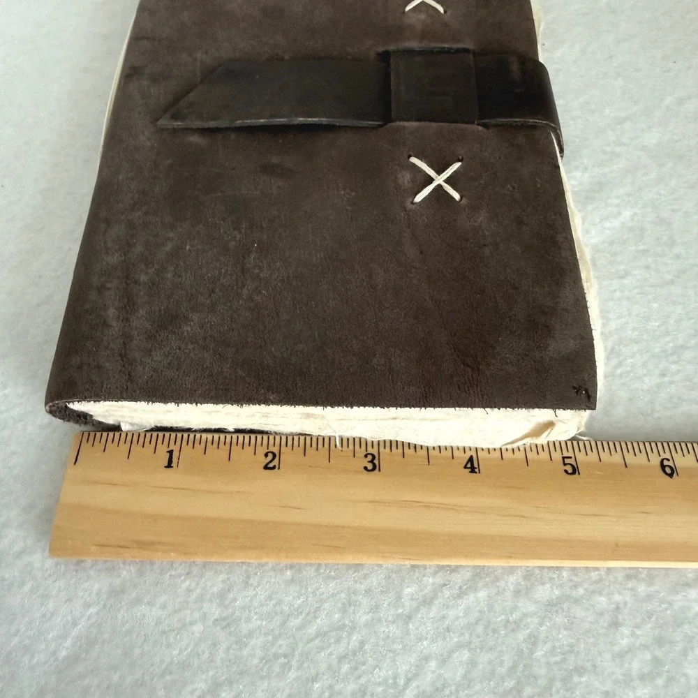 Kathmandu Valley Co Leather Journal Lokta Paper Handmade Nepal Brown Suede 5.5x8